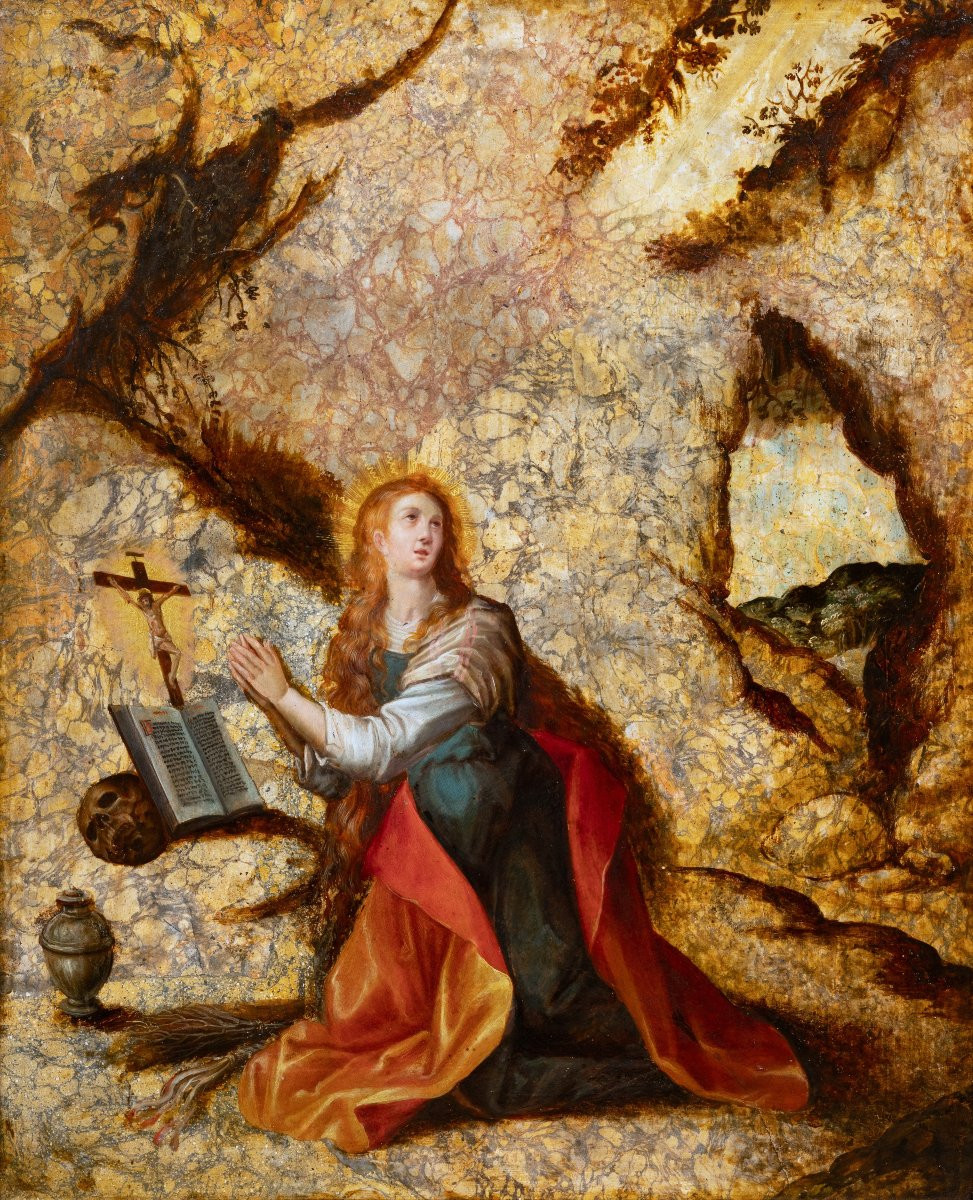 Marie-Madeleine pénitente, école de Prague, époque XVIIème siècle-photo-2