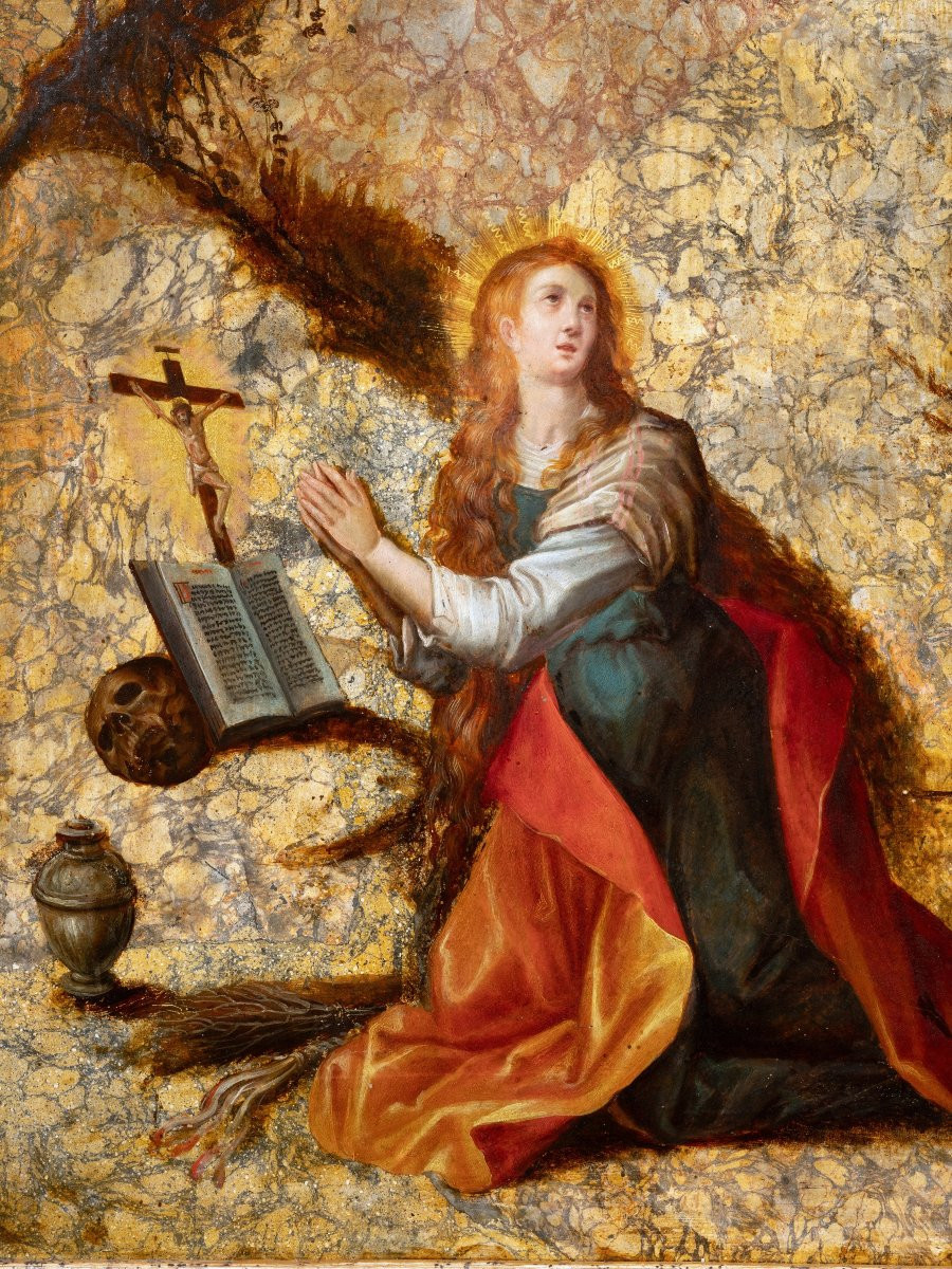 Marie-Madeleine pénitente, école de Prague, époque XVIIème siècle-photo-4