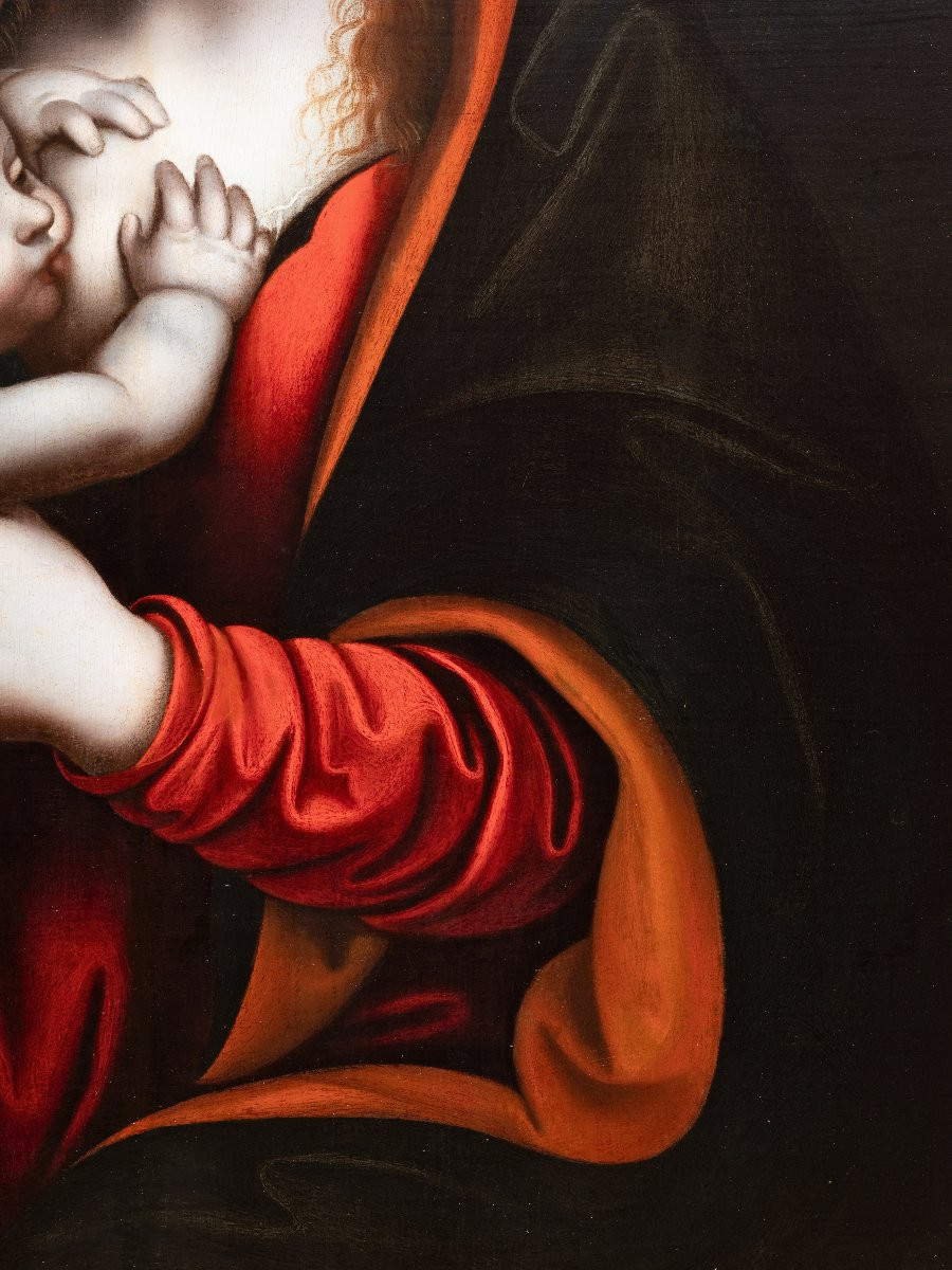 Virgin With Child, Studio Of Giampietrino (1495-1550), 16th Century Milanese School-photo-2