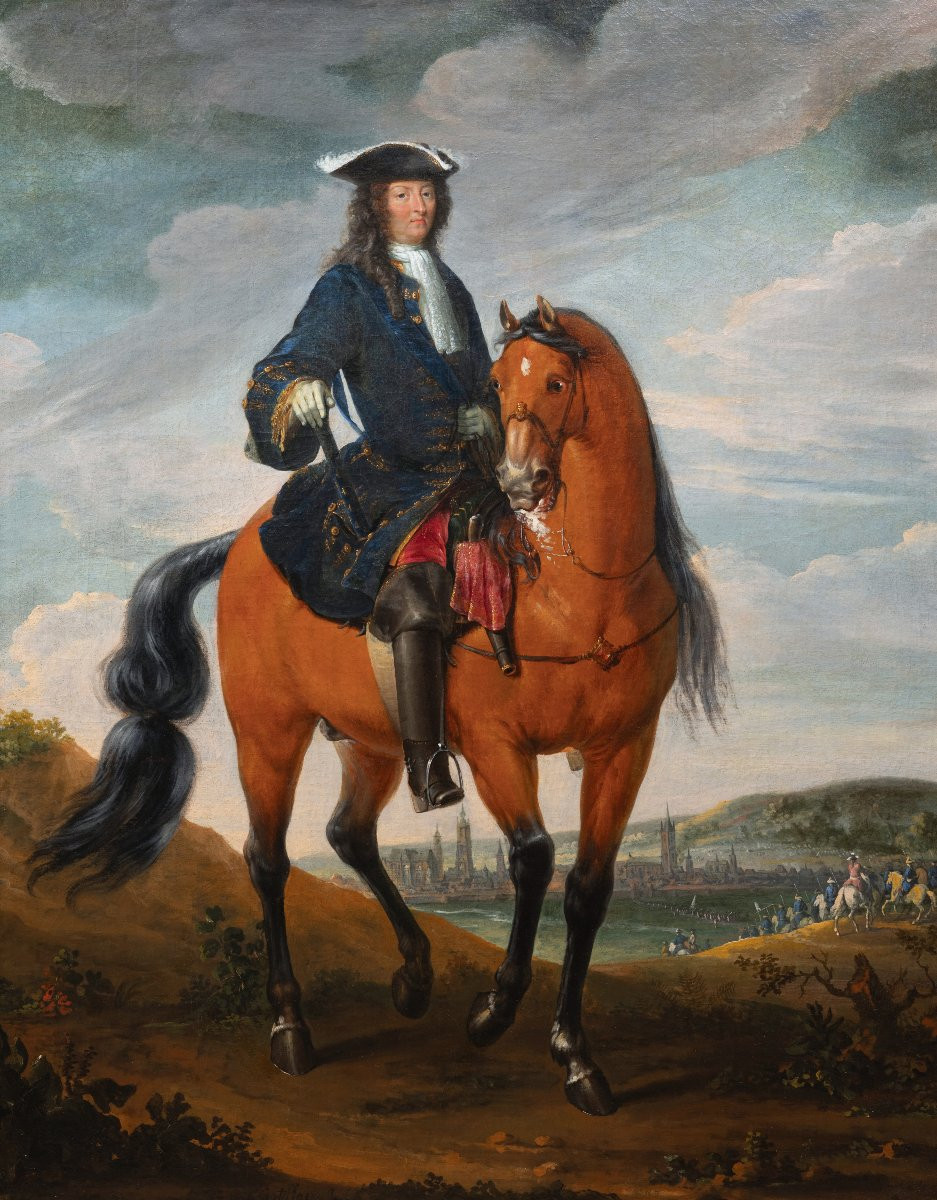 Louis XIV On Horseback In Front Of Mons, Signed Charles Chastelain (paris, 1672-1755)-photo-2