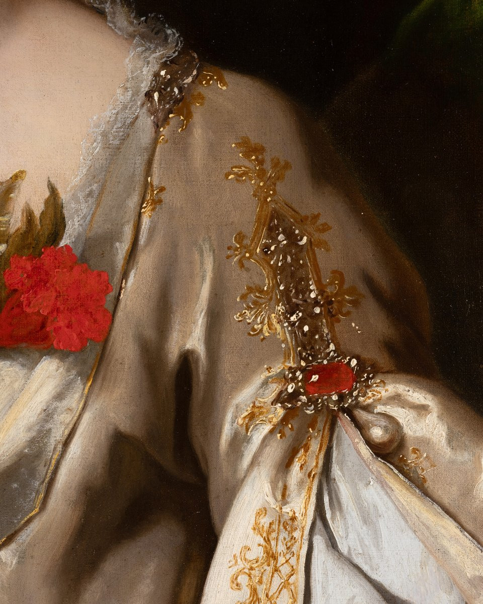 Portrait de la Baronne de Prangins par Nicolas de Largillièrre, Paris, vers 1715, XVIIIème -photo-1