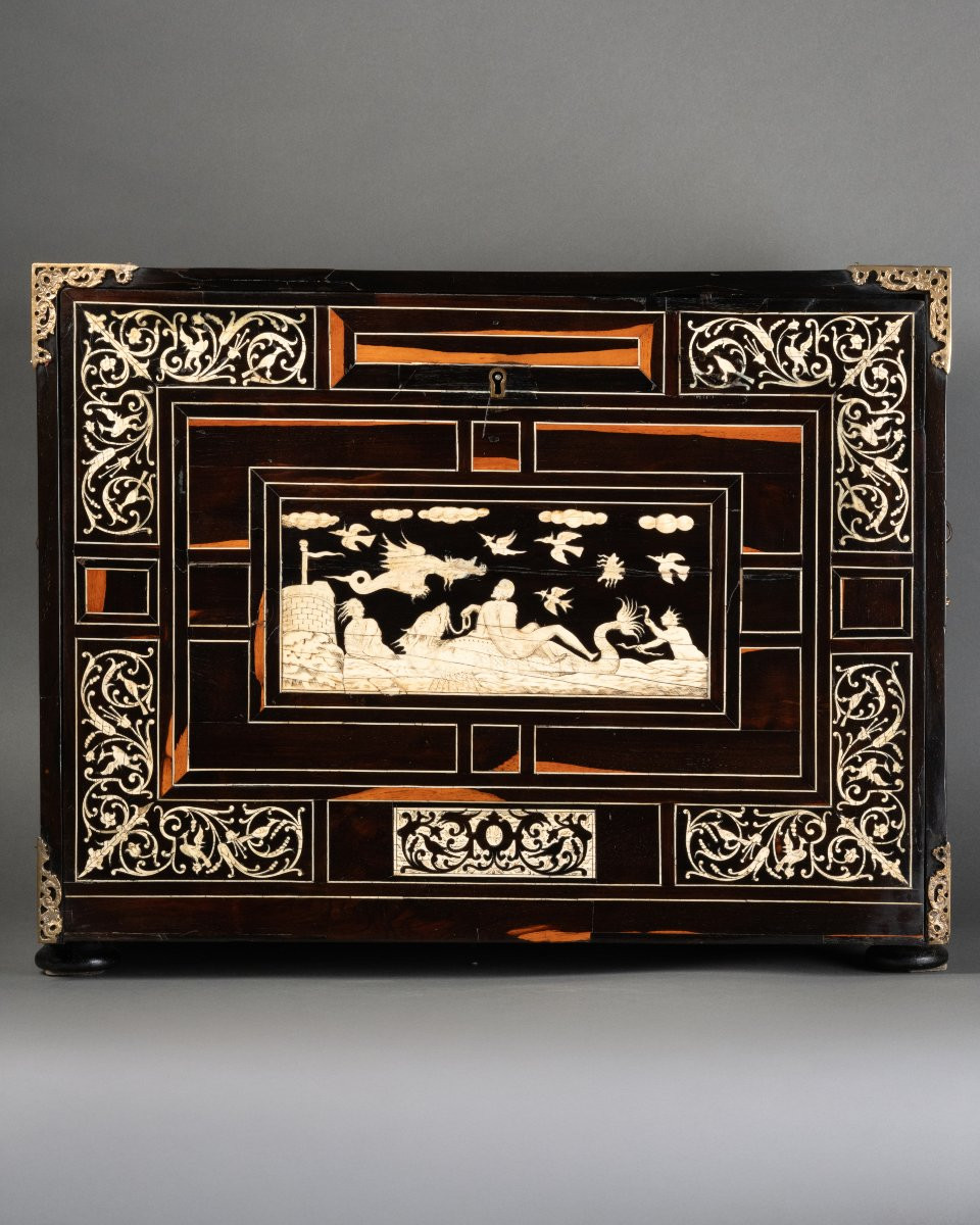 A 17th Century Italian (lombardy) Ebony And Ivory Inlaid Cabinet-photo-4