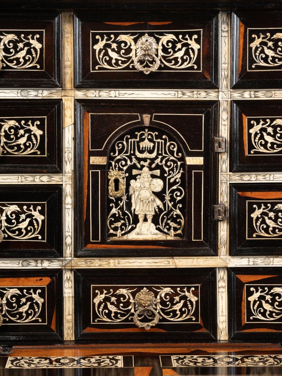 A 17th Century Italian (lombardy) Ebony And Ivory Inlaid Cabinet-photo-1