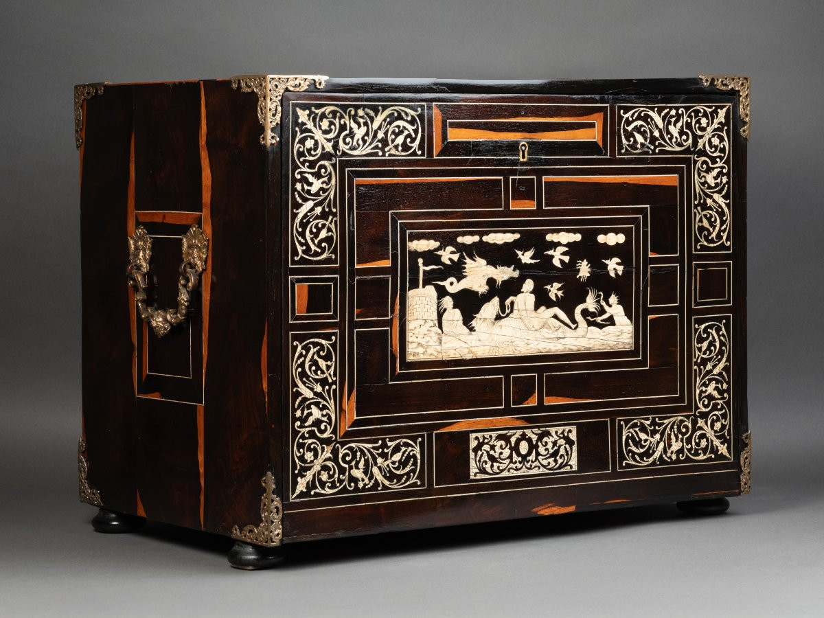 A 17th Century Italian (lombardy) Ebony And Ivory Inlaid Cabinet-photo-4