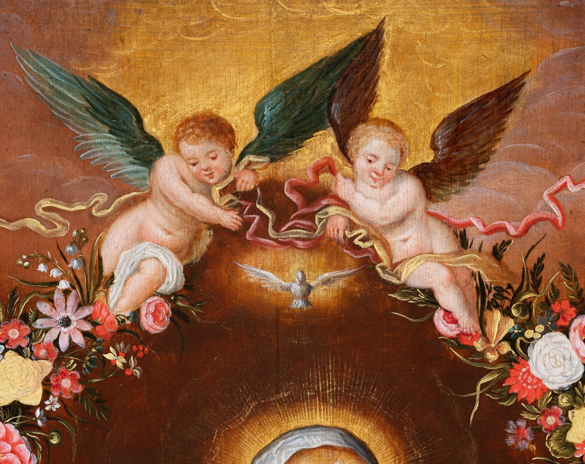 Virgin And Child In A Garland Of Flowers - Studio Of Frans Francken Ii-photo-2