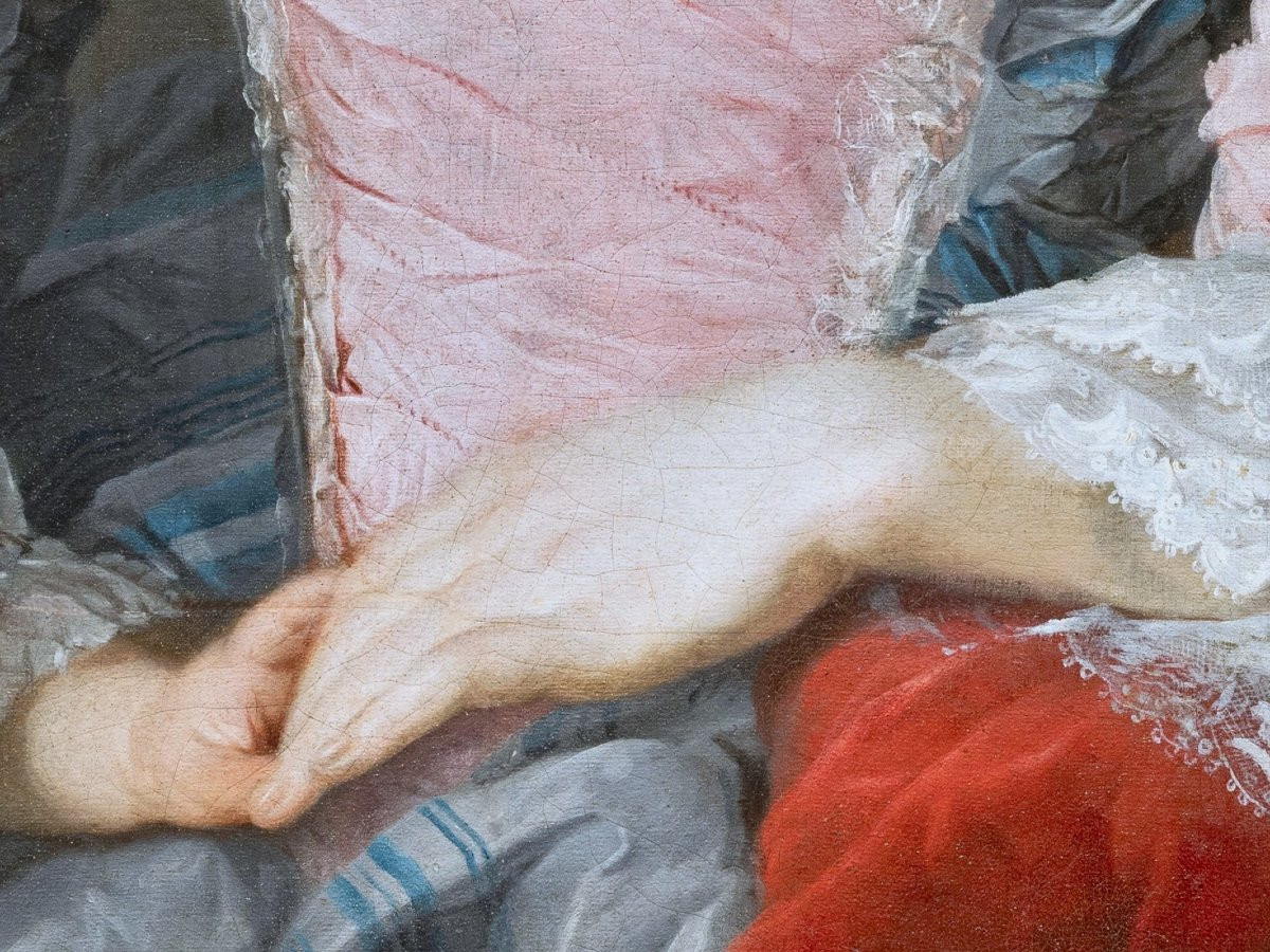 Portrait Of A Lady With Her Son, Studio Of François Hubert Drouais, Circa 1760, 18th Century-photo-6