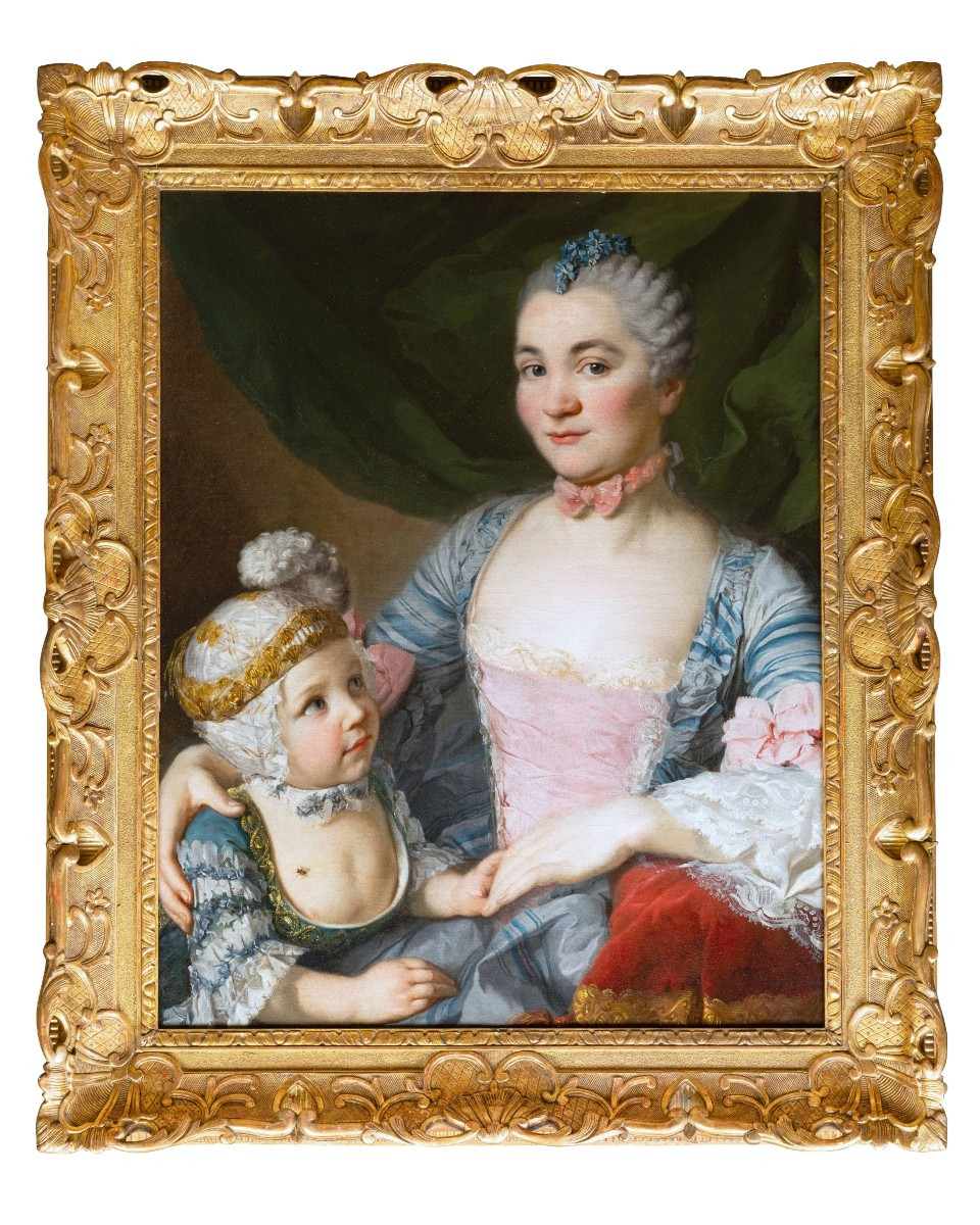 Portrait Of A Lady With Her Son, Studio Of François Hubert Drouais, Circa 1760, 18th Century