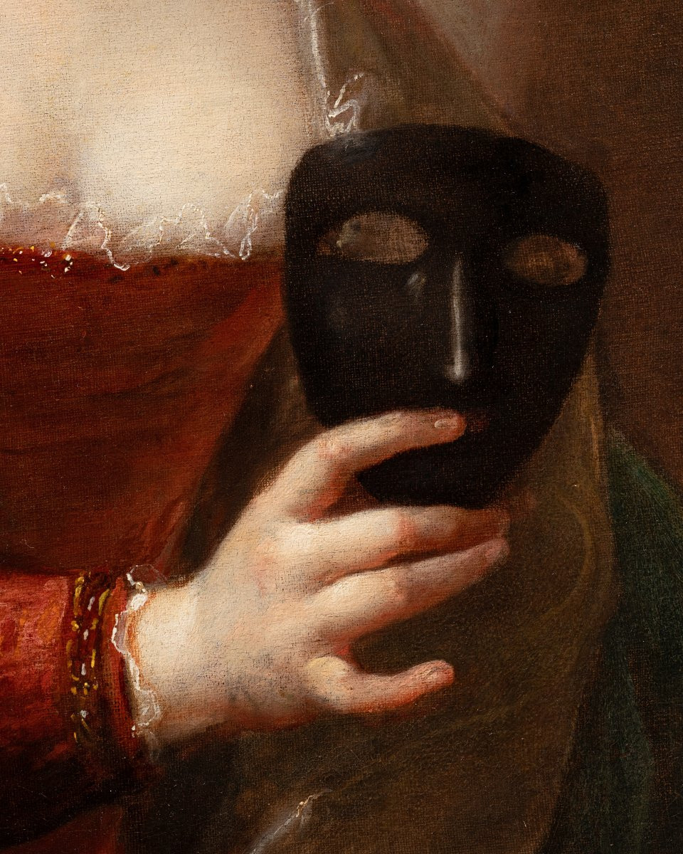 Portrait Of A Lady In A Masquerade Costume, Signed François De Troy, Circa 1715-1720-photo-2