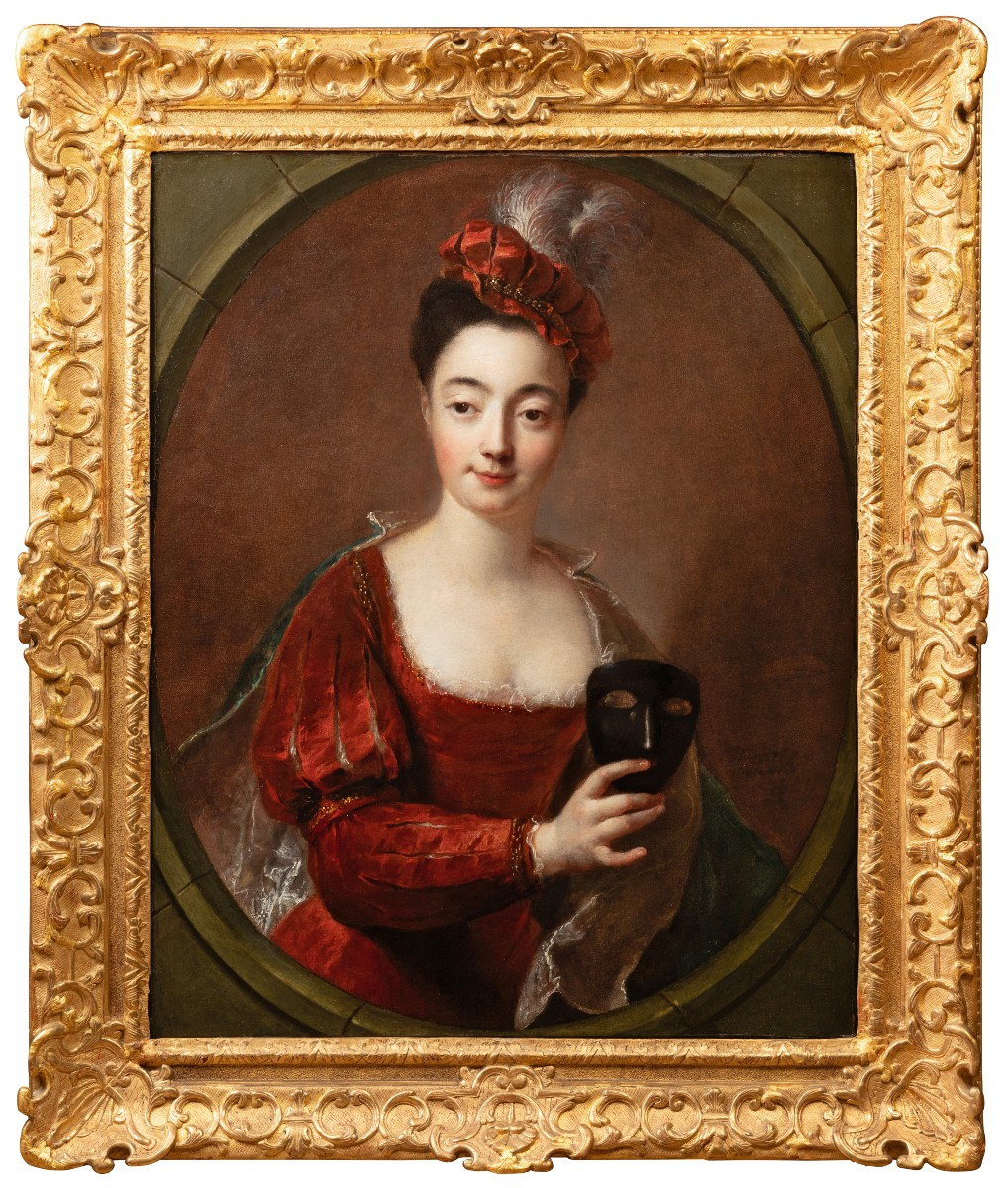 Portrait Of A Lady In A Masquerade Costume, Signed François De Troy, Circa 1715-1720