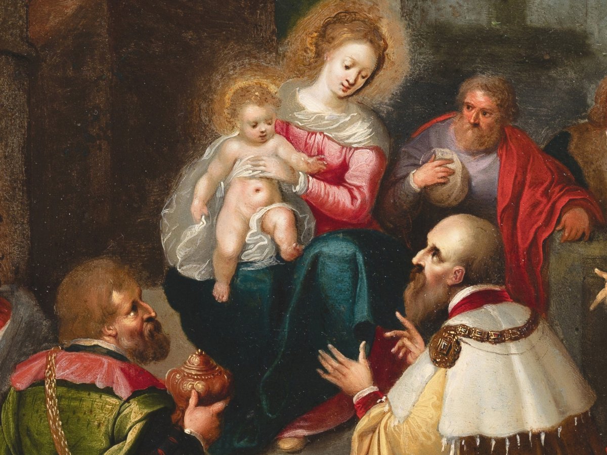 Adoration des rois mages, attribué à Frans Francken II, huile sur cuivre, Anvers, XVIIème -photo-4