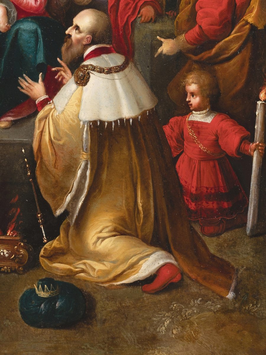 Adoration des rois mages, attribué à Frans Francken II, huile sur cuivre, Anvers, XVIIème -photo-1