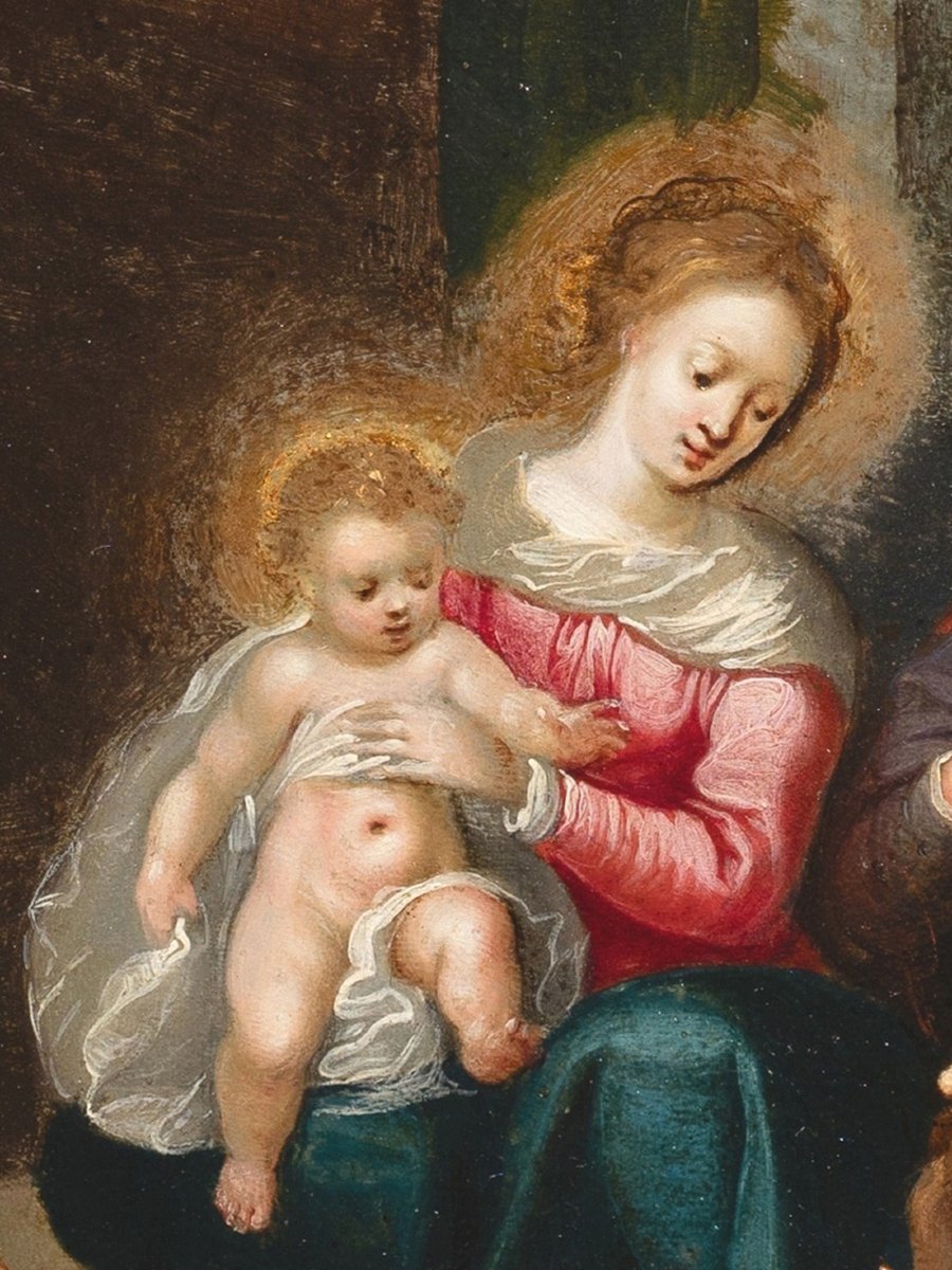 Adoration des rois mages, attribué à Frans Francken II, huile sur cuivre, Anvers, XVIIème -photo-3