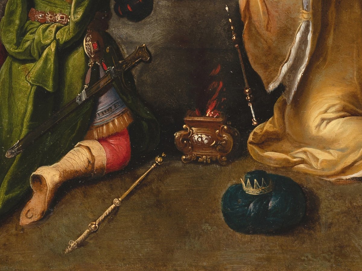 Adoration des rois mages, attribué à Frans Francken II, huile sur cuivre, Anvers, XVIIème -photo-5