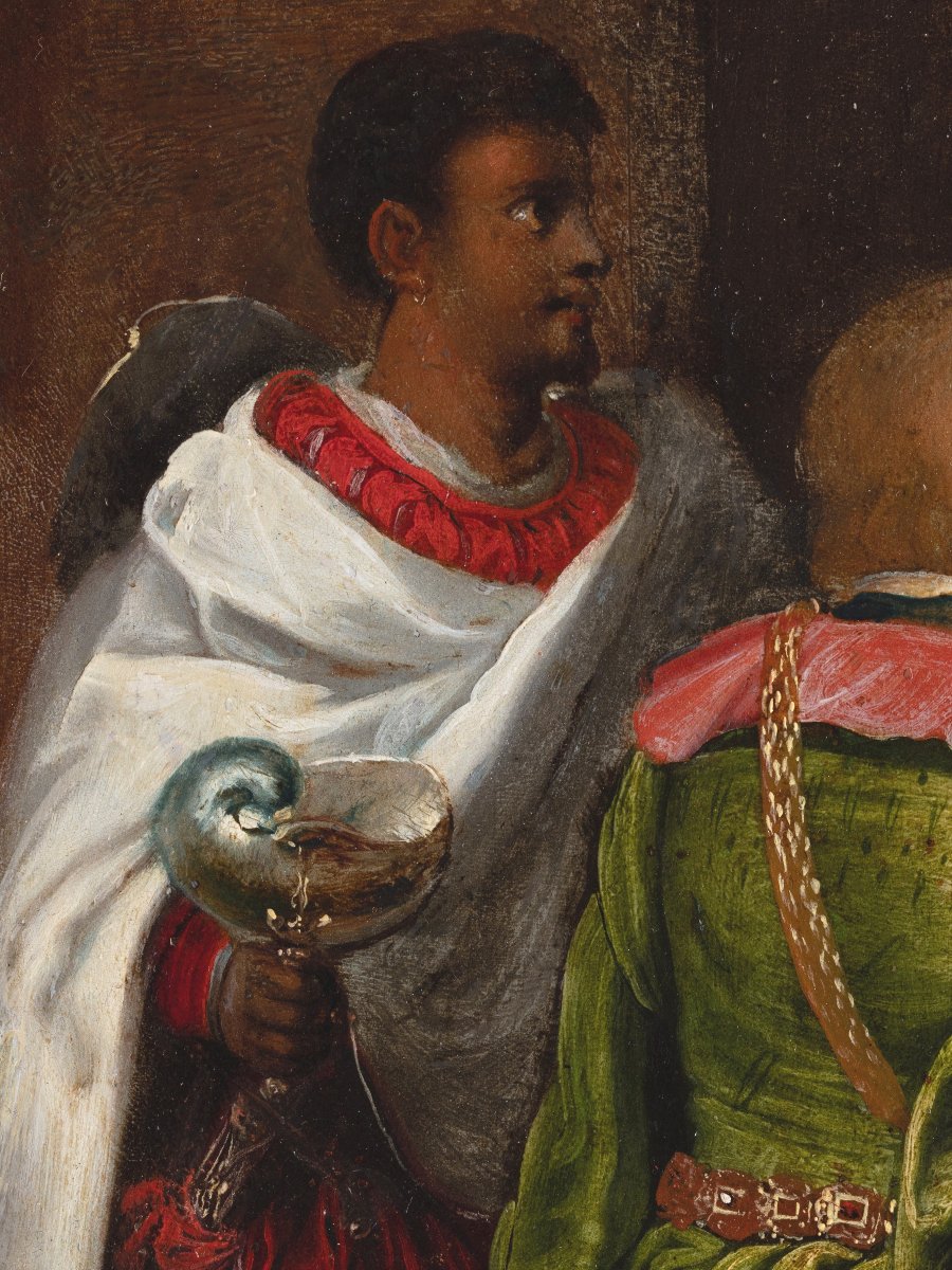 Adoration des rois mages, attribué à Frans Francken II, huile sur cuivre, Anvers, XVIIème -photo-7