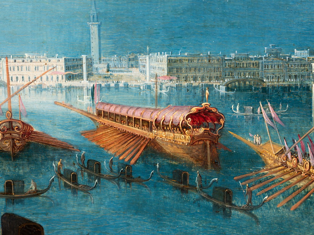 Fête de l’Ascension à Venise, Louis de Caullery, école Flamande du XVIIème, huile sur panneau-photo-4