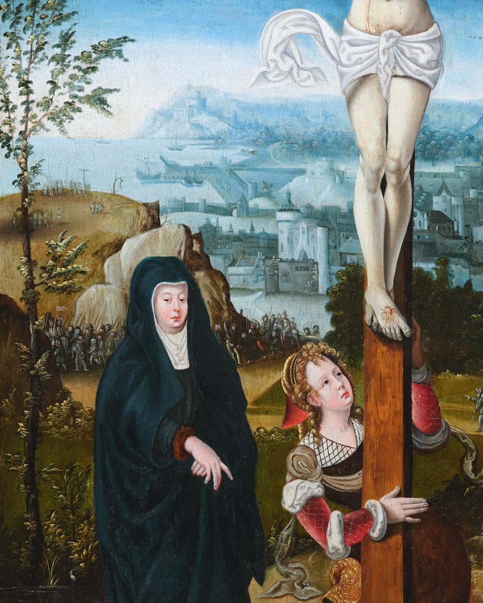 Crucifixion, Studio Of The Master Of The Female Half-lengths, 16th Century Antwerp School-photo-4