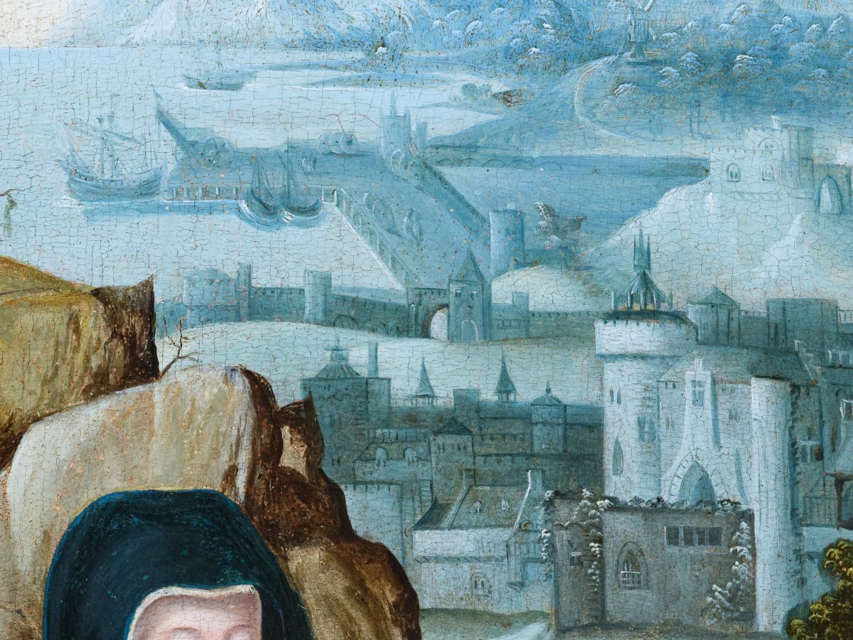 Crucifixion, Studio Of The Master Of The Female Half-lengths, 16th Century Antwerp School-photo-6