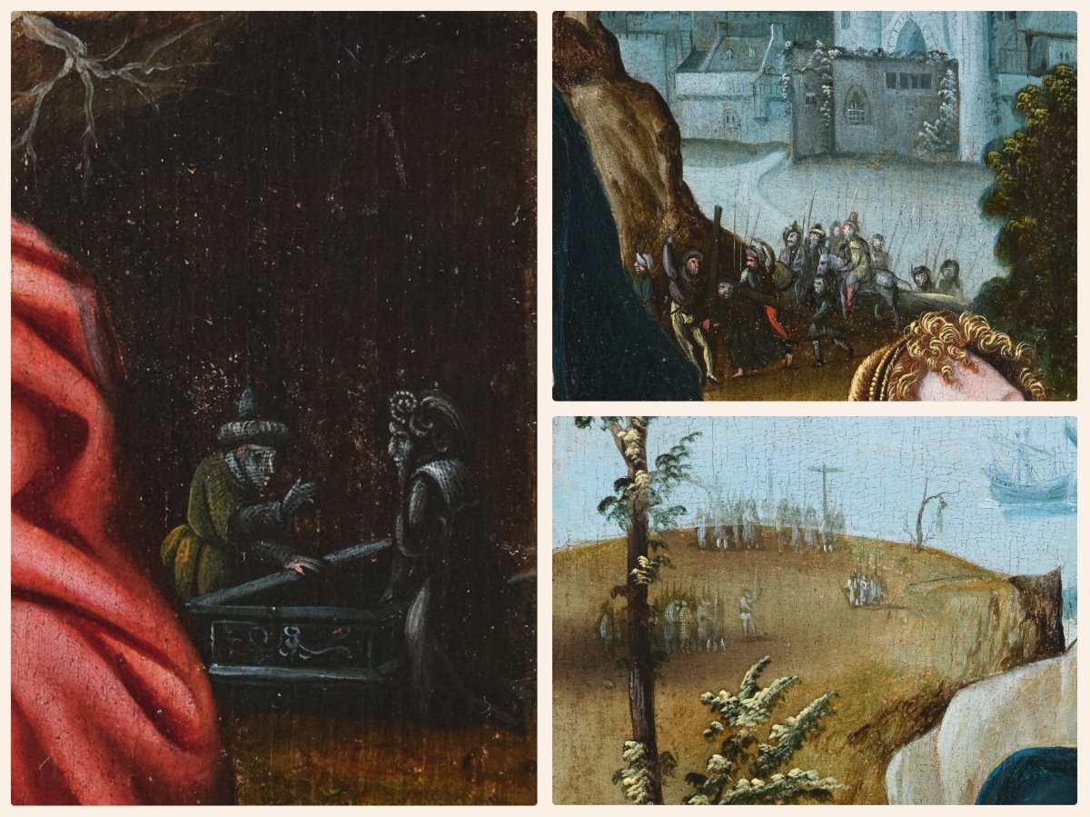 Crucifixion, Studio Of The Master Of The Female Half-lengths, 16th Century Antwerp School-photo-7