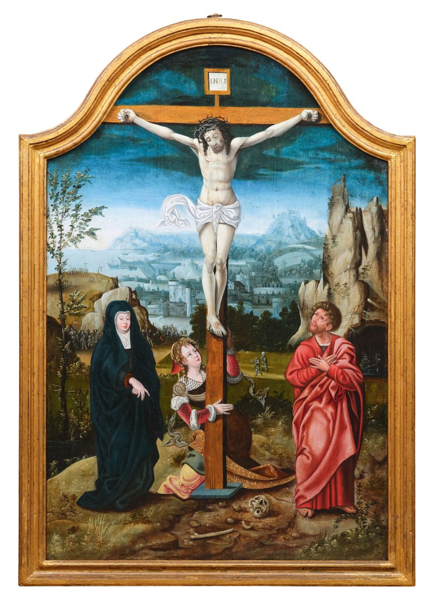 Crucifixion, Studio Of The Master Of The Female Half-lengths, 16th Century Antwerp School