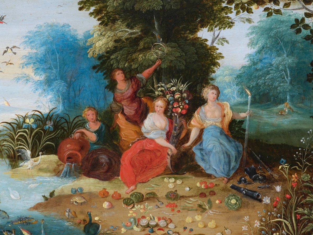 Allégorie des Quatre Éléments, atelier de Jan Brueghel le Jeune, huile sur cuivre, Anvers XVIIe-photo-3