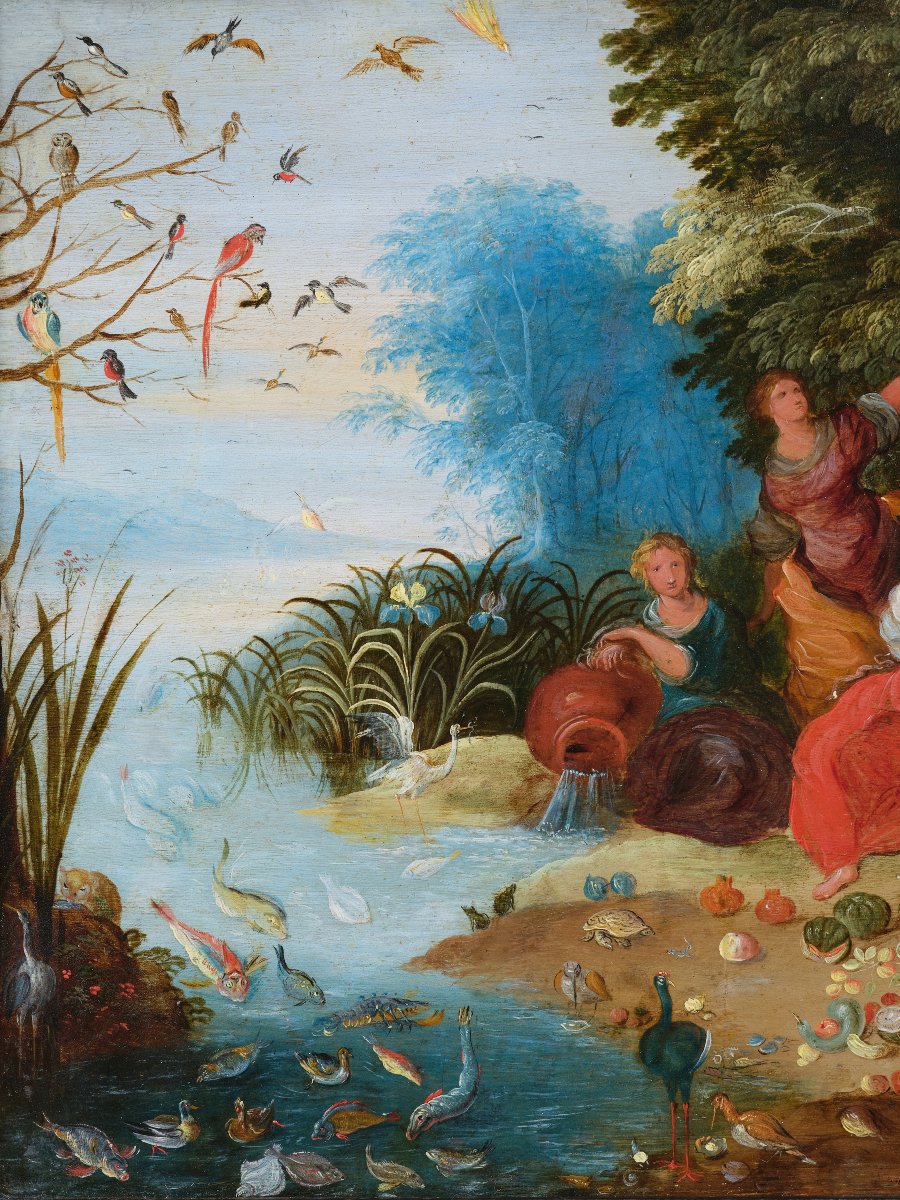 Allégorie des Quatre Éléments, atelier de Jan Brueghel le Jeune, huile sur cuivre, Anvers XVIIe-photo-4