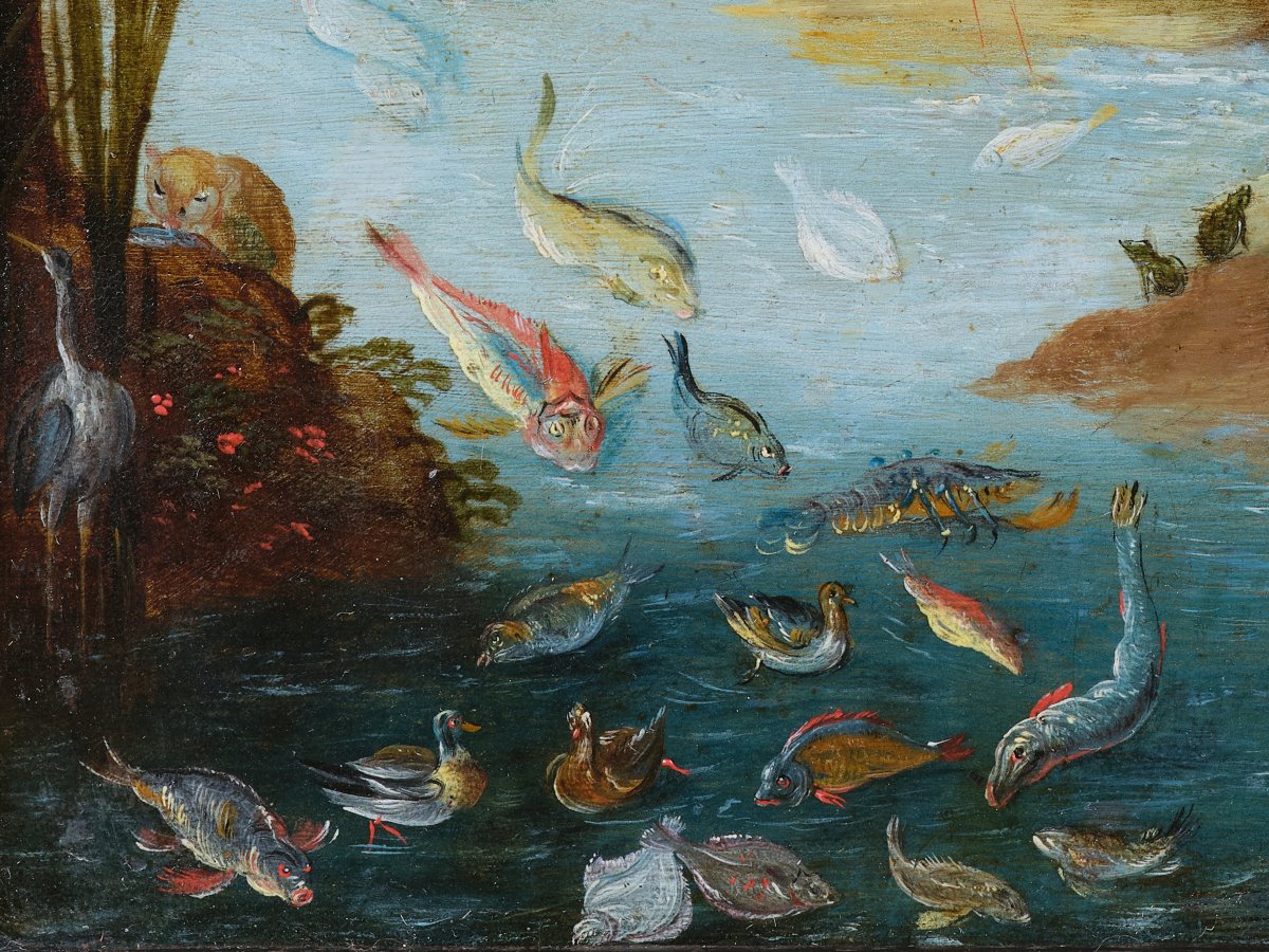 Allégorie des Quatre Éléments, atelier de Jan Brueghel le Jeune, huile sur cuivre, Anvers XVIIe-photo-3