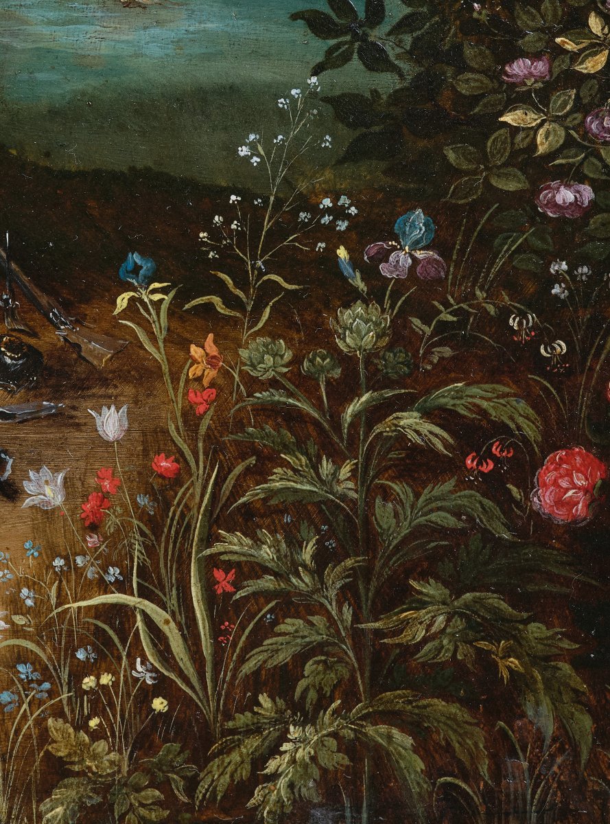 Allégorie des Quatre Éléments, atelier de Jan Brueghel le Jeune, huile sur cuivre, Anvers XVIIe-photo-4