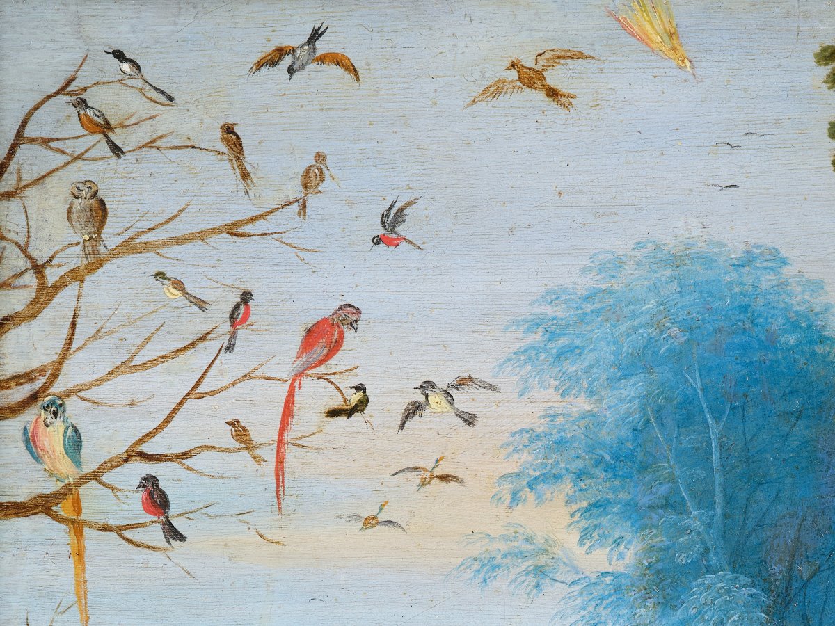 Allégorie des Quatre Éléments, atelier de Jan Brueghel le Jeune, huile sur cuivre, Anvers XVIIe-photo-6