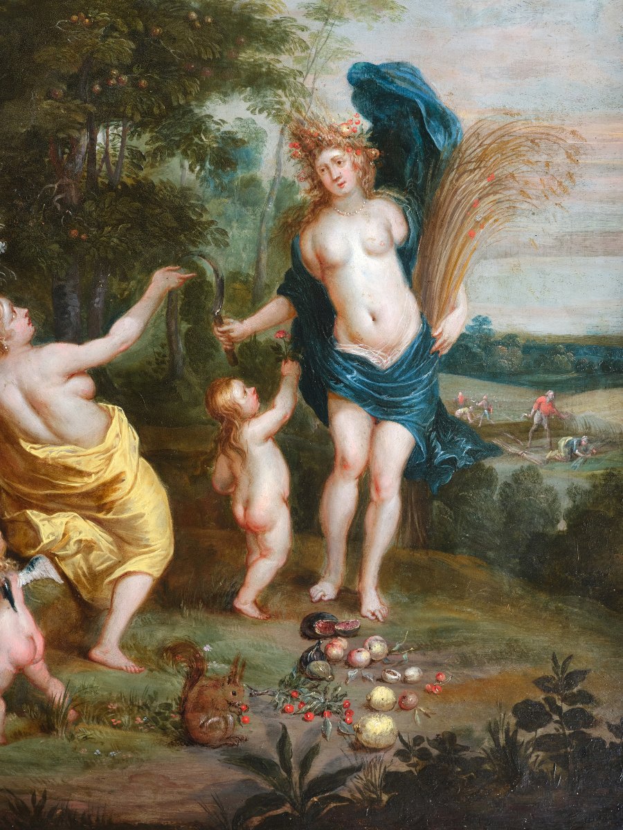 Allégorie de l’été, atelier de Hendrick Van Balen, huile sur cuivre, Anvers, XVIIe siècle-photo-3