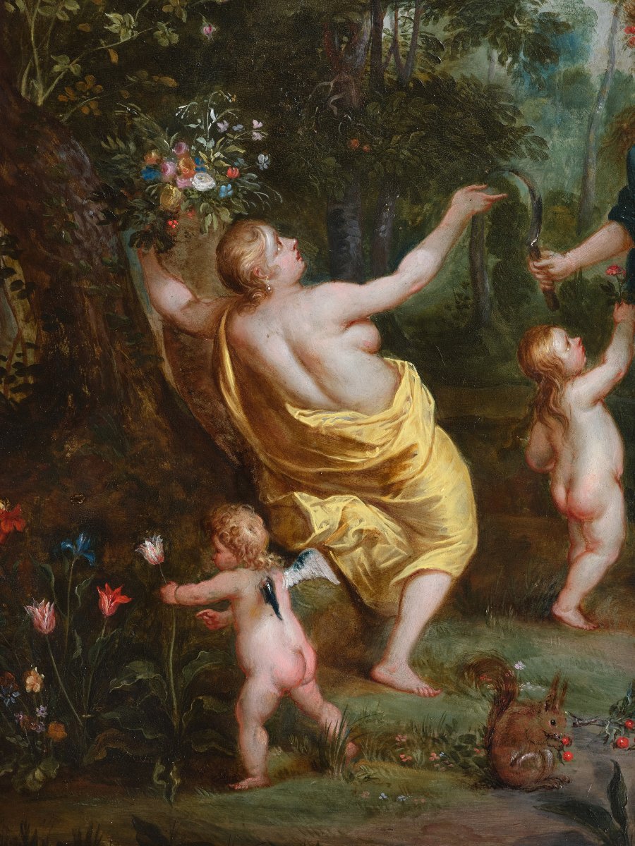 Allégorie de l’été, atelier de Hendrick Van Balen, huile sur cuivre, Anvers, XVIIe siècle-photo-4