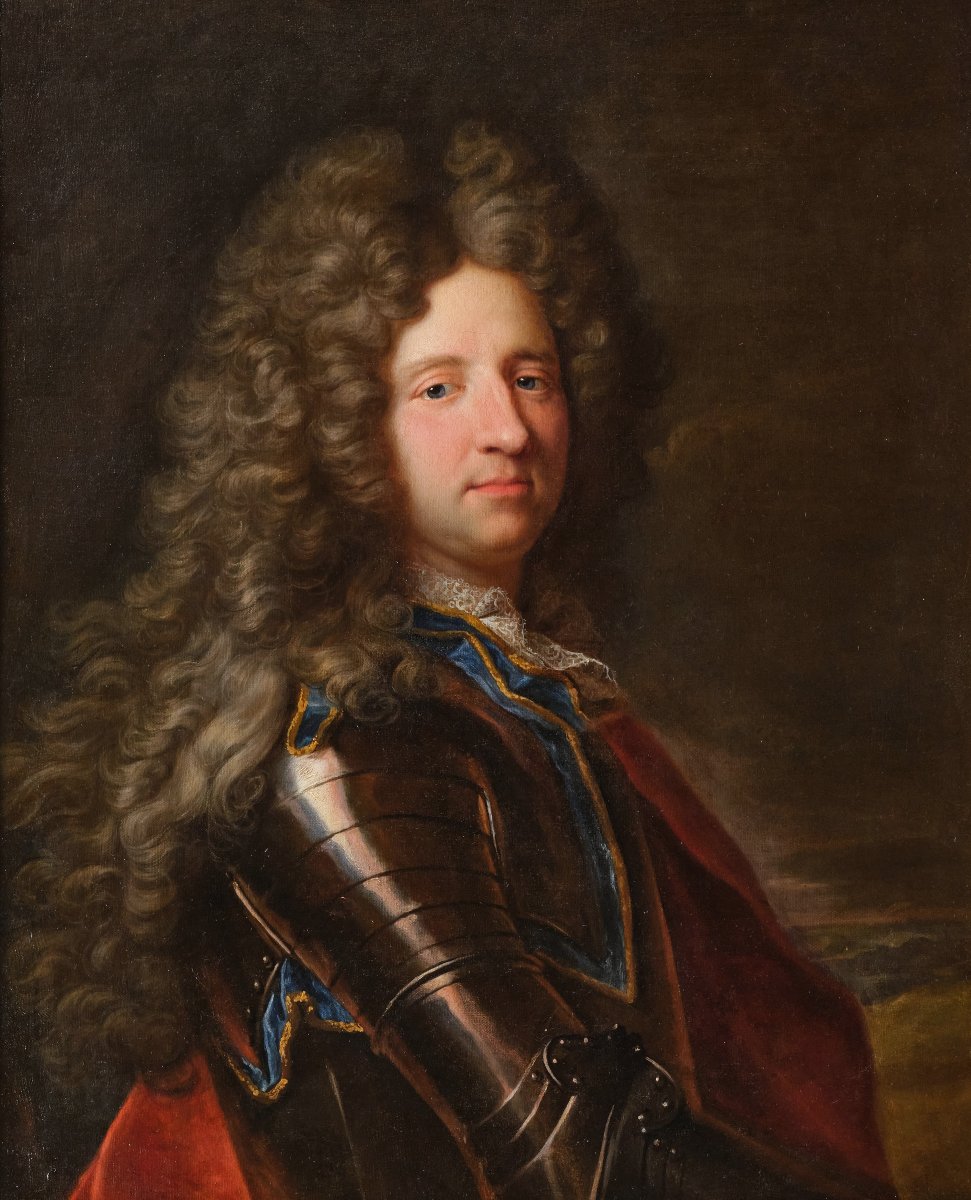 Portrait de Marc de Beauvau-Craon, atelier d’Hyacinthe Rigaud vers 1710, cadre bois doré XVIIIe-photo-2
