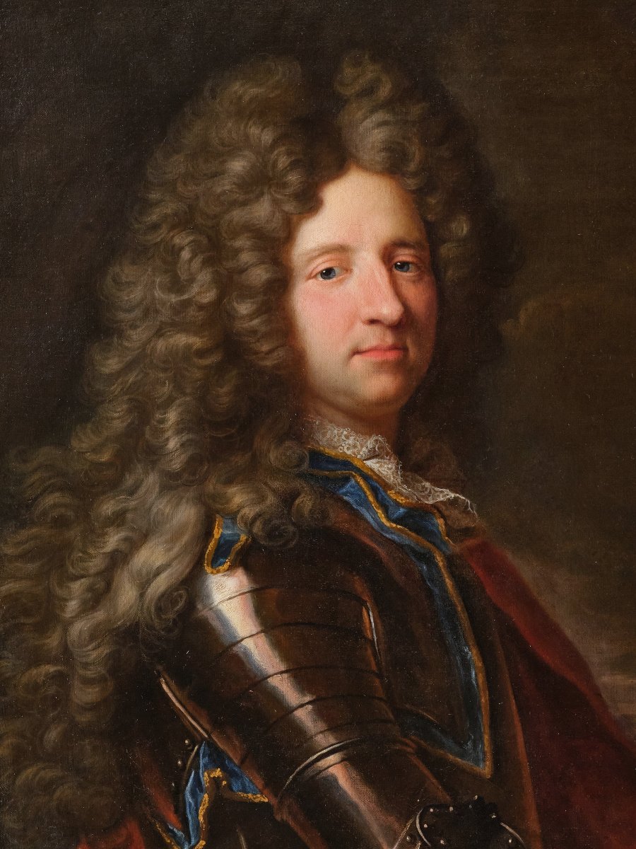 Portrait de Marc de Beauvau-Craon, atelier d’Hyacinthe Rigaud vers 1710, cadre bois doré XVIIIe-photo-3