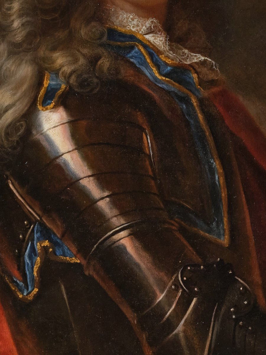 Portrait de Marc de Beauvau-Craon, atelier d’Hyacinthe Rigaud vers 1710, cadre bois doré XVIIIe-photo-2