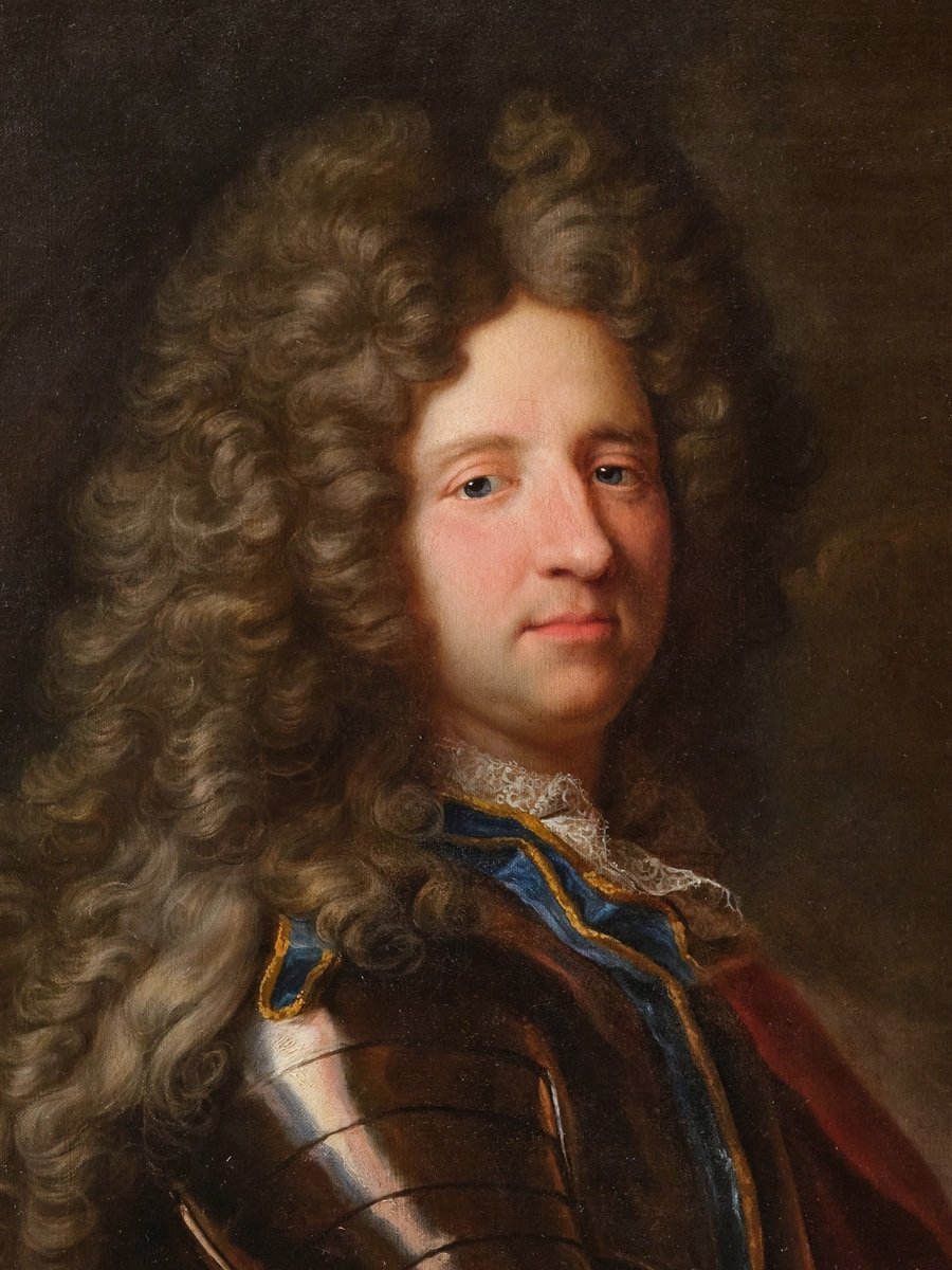 Portrait Of Prince Of Craon, Studio Of Hyacinthe Rigaud Circa 1710, 18th Century Giltwood Frame-photo-1
