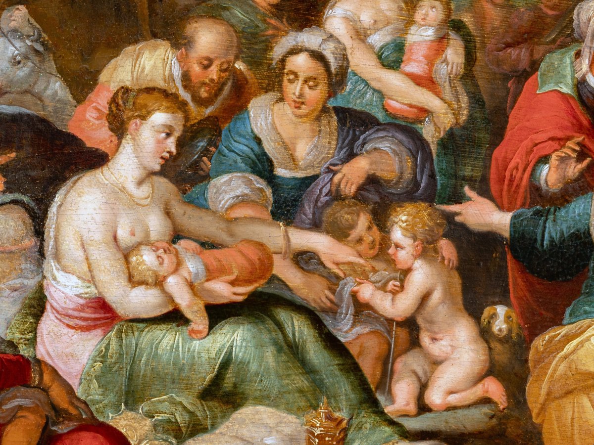 La Traversée de la mer Rouge Atelier de Frans Francken II, Anvers XVIIe siecle, huile sur bois-photo-2