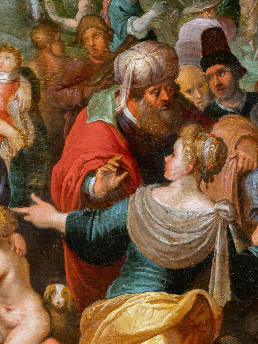 La Traversée de la mer Rouge Atelier de Frans Francken II, Anvers XVIIe siecle, huile sur bois-photo-6