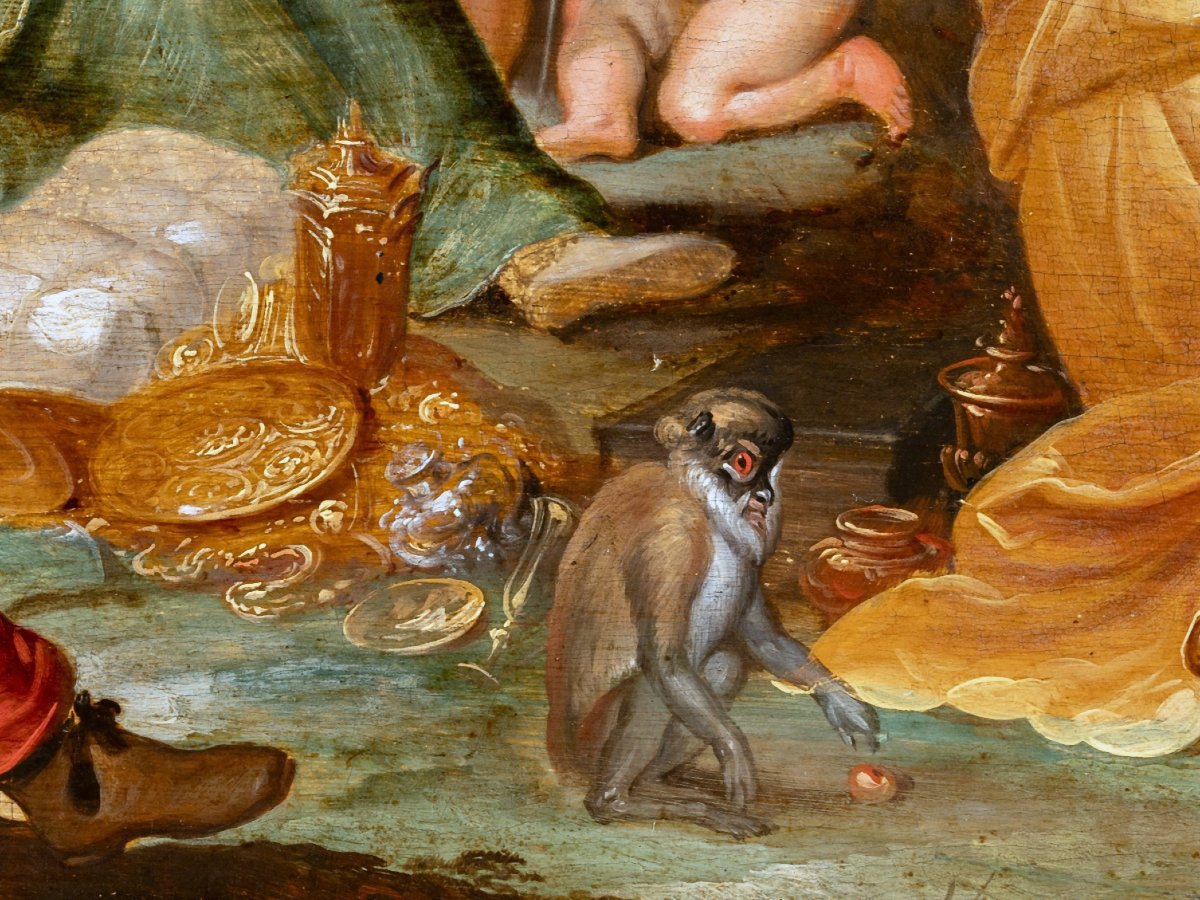 La Traversée de la mer Rouge Atelier de Frans Francken II, Anvers XVIIe siecle, huile sur bois-photo-7