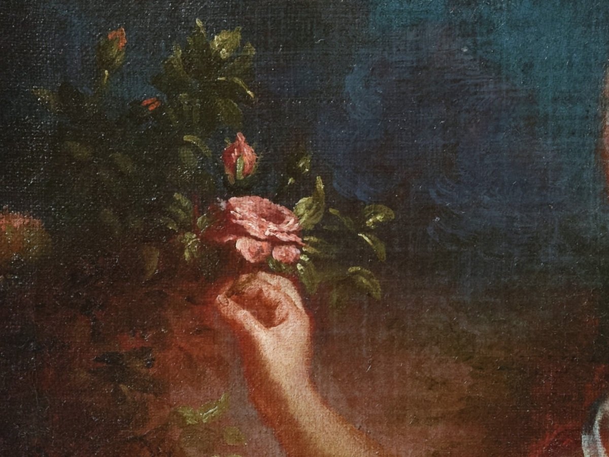 A Young  Lady As Flora, Attributed To Jacob Van Schuppen, Paris, C. 1710, Original Frame-photo-4