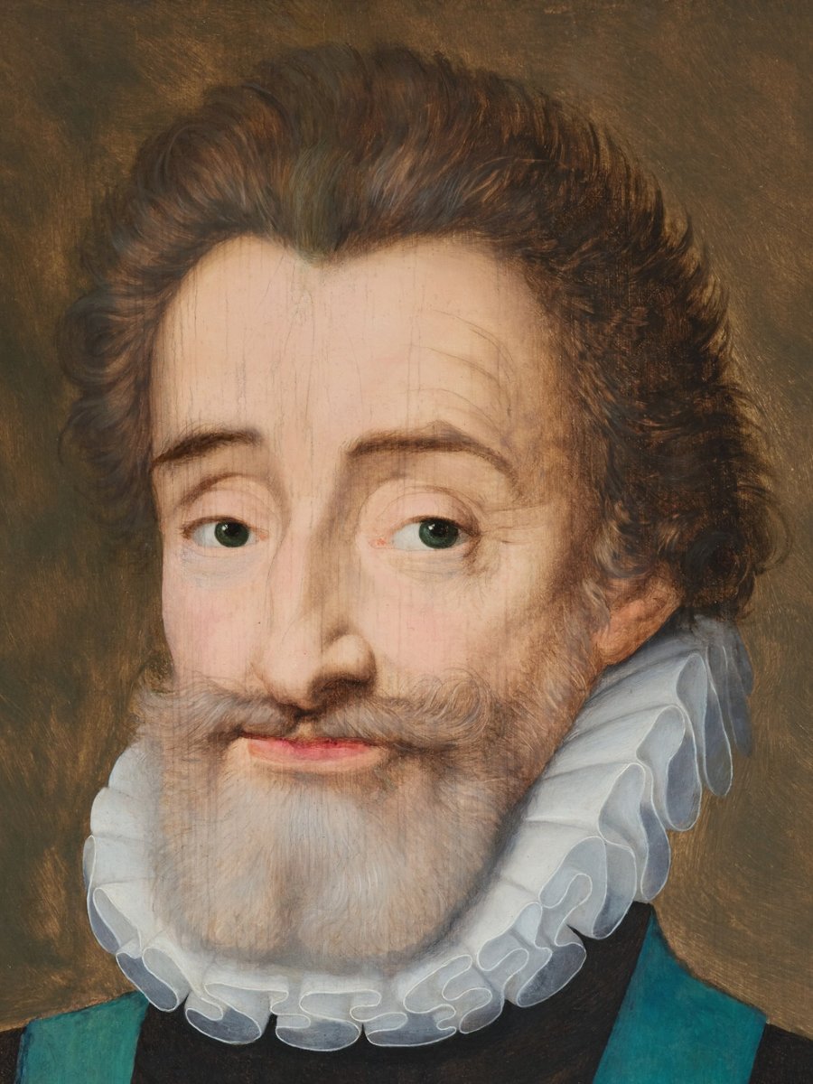 Portrait d’Henri IV, attribué à François Quesnel, Paris vers 1600, huile sur bois, cadre XVIIe-photo-4