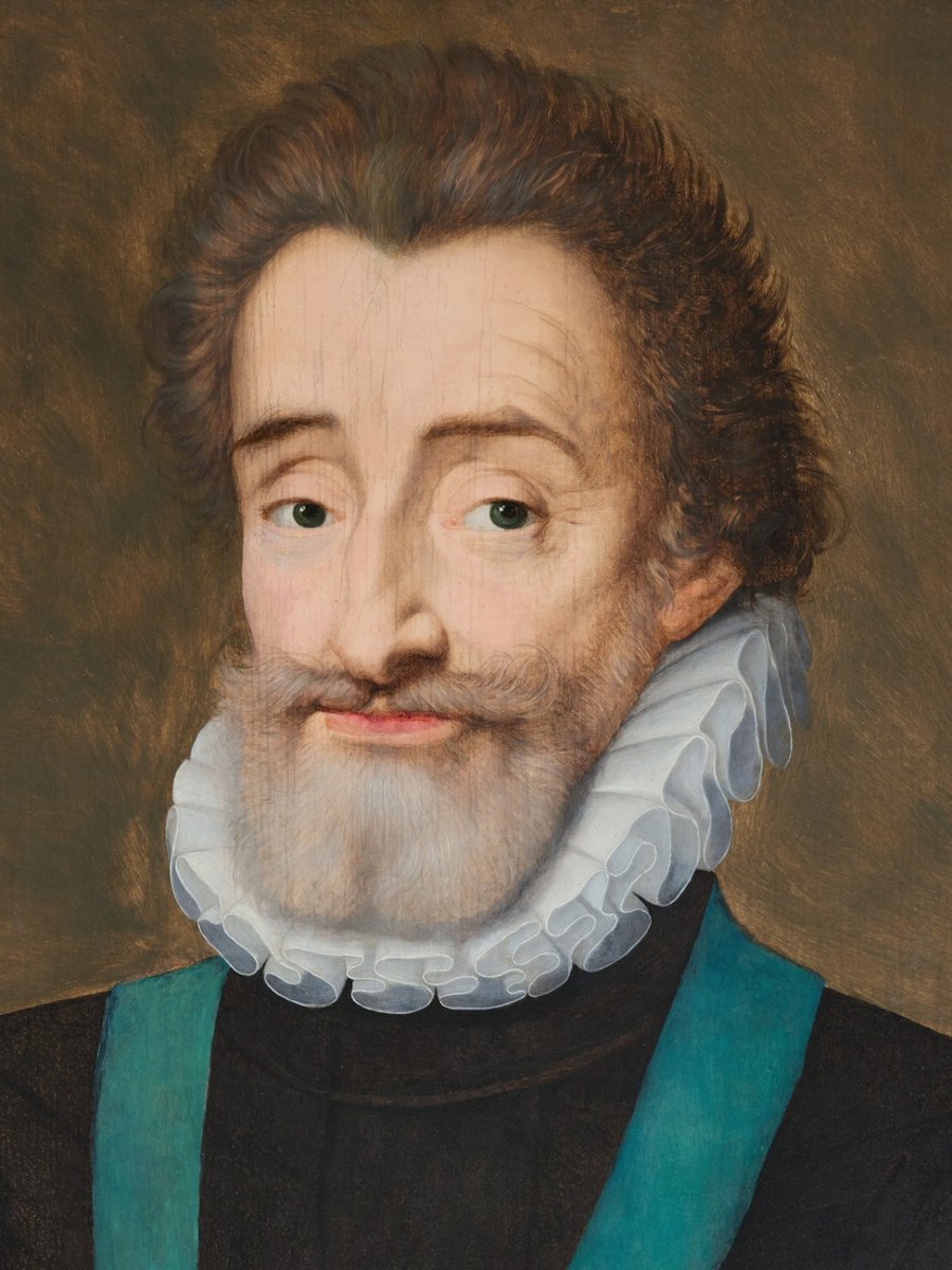 Portrait d’Henri IV, attribué à François Quesnel, Paris vers 1600, huile sur bois, cadre XVIIe-photo-2