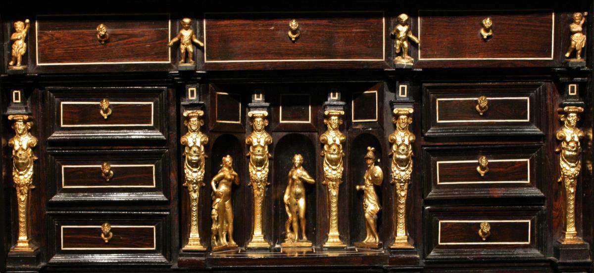 Cabinet Aux Déesses, Palissandre, Filets d'Ivoire, Début Du XVIIeme, Augsbourg-photo-4