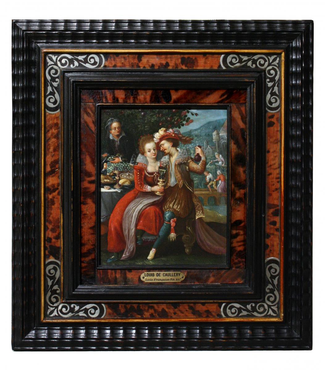 The Banquet, Attributed To Louis De Caullery (1580-1621), Oil On Copper, Antwerp-photo-3
