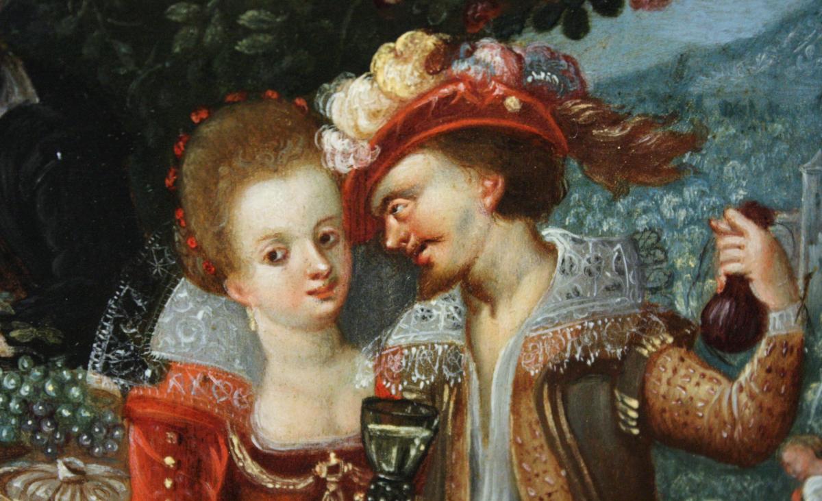 The Banquet, Attributed To Louis De Caullery (1580-1621), Oil On Copper, Antwerp-photo-4