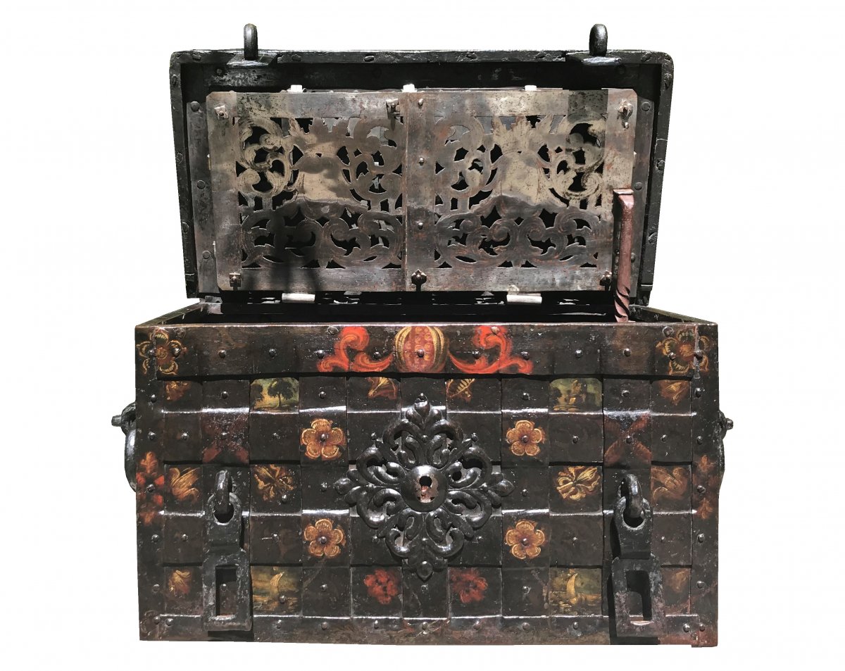A 17th C. Nuremberg Polychrome Iron Chest
