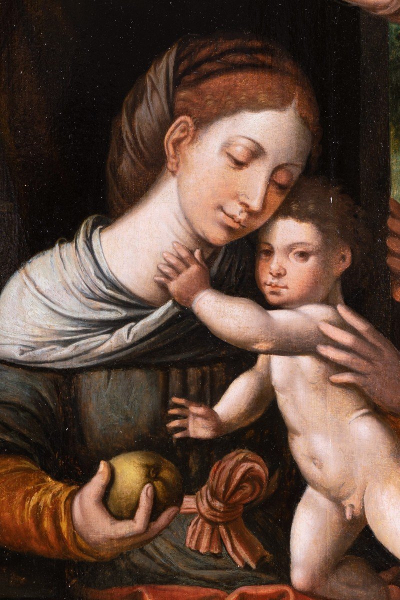 Sainte Famille Avec Un Ange, Atelier De Pieter Coecke Van Aelst (1502-1550)-photo-3