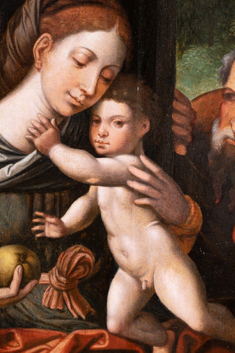 Sainte Famille Avec Un Ange, Atelier De Pieter Coecke Van Aelst (1502-1550)-photo-3