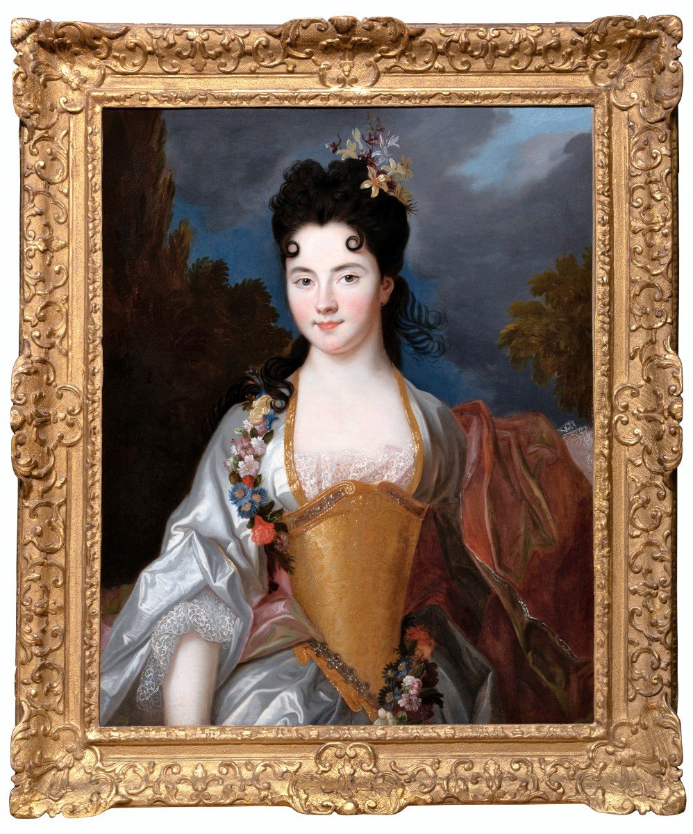 Portrait De Dame En Flore, Atelier De Nicolas De Largillière, Vers 1690