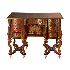 A Louis XIV Tortoiseshell And Brass Marquetry Bureau Mazarin, Attributed To Nicolas Sageot