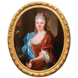 Portrait De Femme Aux œillets Par Jean Ranc (1674 - 1735), Paris, Vers 1700