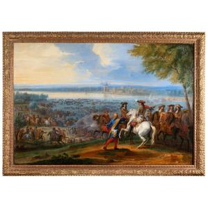 Louis XIV At The Crossing Of The Rhine, Signed Adam-frans Van Der Meulen (1632 -1690)